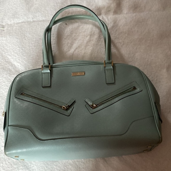GUCCI HAND BAG LEATHER BABY BLUE MINI LOGO 002- 1115 . - Picture 2 of 16